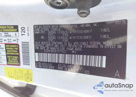 2015 Toyota Sienna Xle 8 Passenger from USA, damaged, VIN 5TDYK3DC9FS577022